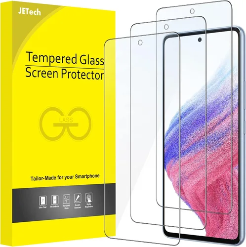 JETech Protector de pantalla para Samsung Galaxy A53 5G / A52 / A52 5G / A52s 5G, película de vidrio templado 9H, antiarañazos, transparente HD,