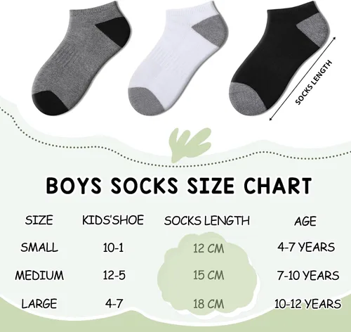 Miniatura 2 de Comfoex 10 pares de calcetines para niños de 4-6, 6-8, 8-10 años, calcetines deportivos de corte bajo para niños, calcetines cortos medio acolchados