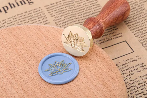 Miniatura 6 de Yoption Sello de cera de flor de loto, sello de planta vintage para invitaciones de boda, sobres de embalaje de regalo