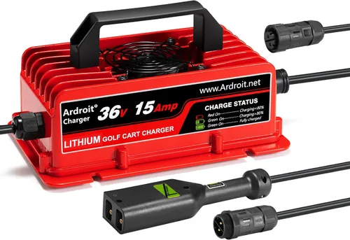 Cargador de batería de litio de 36 V, carga rápida de 43.8 V 15 A para carrito de golf, impermeable IP67, cargador de litio de 36 voltios y 15