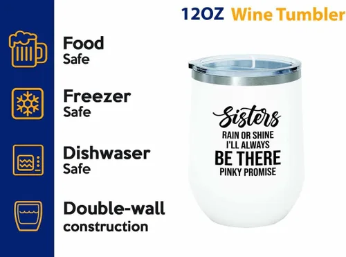 Miniatura 2 de Bride Proposal White Edition Vaso de vino de 12 onzas – I'll always be there – Regalo conmovedor para boda, despedida de soltera de hermana, novia