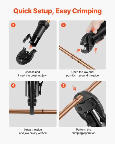 Miniatura 5 de VEVOR Mandíbula ProPress de 1/2" para herramientas de prensa de serie compacta, mandíbula de prensado de acero endurecido 52 HRC - Compatible