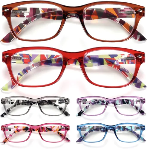 Miniatura 7 de BLOEXCLU Paquete de 6 lentes de lectura para mujeres y hombres, bloqueo de luz azul, bisagra de resorte, lectores de computadora, antifatiga