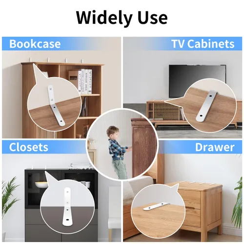 Miniatura 7 de anclajes de muebles de seguridad Correas de pared: Gabinete anti punta a prueba de bebés, anclajes de muebles para aparador seguro niños kits