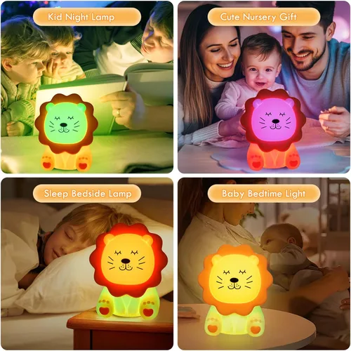 Miniatura 6 de Luz Nocturna para Niños, Luz Nocturna de Silicona Suave de 7 Colores con 3 Niveles de Atenuación, Luz Nocturna Recargable Antideslumbrante