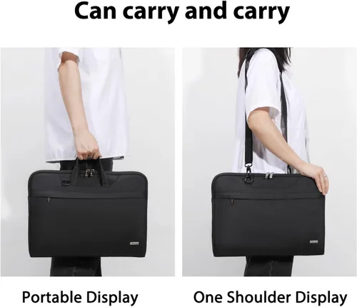 Miniatura 2 de Voova Funda para Portátil de 13, 14, 15, 16, 17 Pulgadas con Correa para el Hombro, Funda Impermeable para Portátil Maletín Delgado