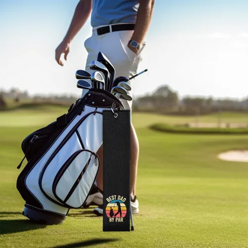Miniatura 5 de ERHACHAIJIA Best Dad by Par - Toalla de golf bordada con clip. Divertidos accesorios de golf retro regalos para hombres, amantes del golf, papá