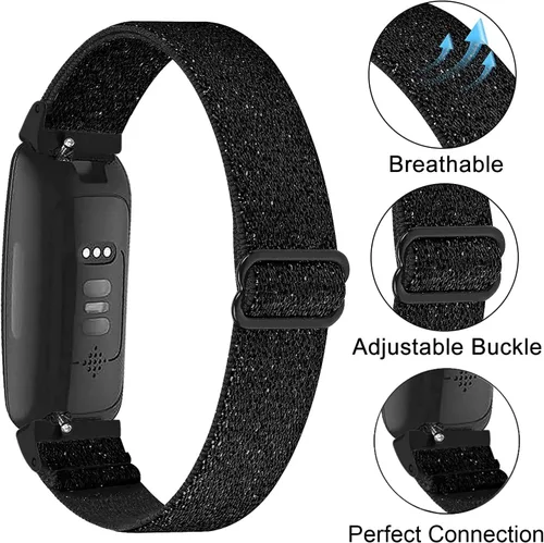 Miniatura 2 de Paquete de 3 bandas elásticas de nailon compatibles con Fitbit Inspire 3/Inspire 2/Inspire HR/Inspire, correa deportiva de repuesto ajustable Bling