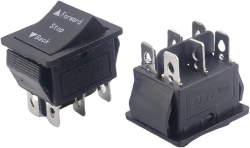 3 piezas Interruptor de engranajes de 31x25mm de 6 pines 6V/12V Interruptor de palanca de avance, parada, marcha atrás para juguetes eléctricos de