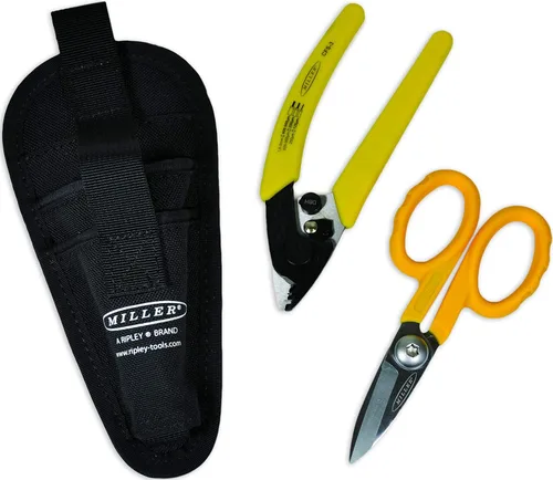 Miller MA01-7001 Kit CFS-3 de 3 agujeros de fibra óptica para pelar cables y tijeras KS-1 Kevlar, juego de herramientas fácilmente portátil con