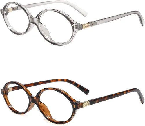 Miniatura 13 de Slocyclub - Lentes de bloqueo de luz azul de moda ovaladas para mujeres y hombres, anteojos vintage con armazón pequeño ovalado retro, Whiskey