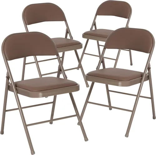 Miniatura 13 de Flash Furniture Silla plegable de vinilo beige con doble refuerzo de la serie HERCULES