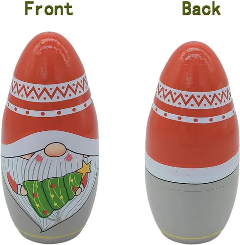 Miniatura 4 de Konrisa Muñecos anidables de Papá Noel enano Matryoshka - Muñecos de madera rusa para fiestas de cumpleaños, juego de 5