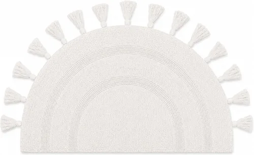 Miniatura 51 de Royal Blaze Tapete de baño de algodón rojo, reversible, pequeño ovalado de 18 x 26 pulgadas, lavable y decorativo