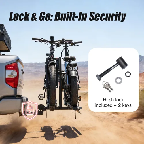Miniatura 8 de CyberRack E2 - Portabicicletas eléctricas con rampa para 2 bicicletas, capacidad de 200 libras, soporte de plataforma plegable para automóviles