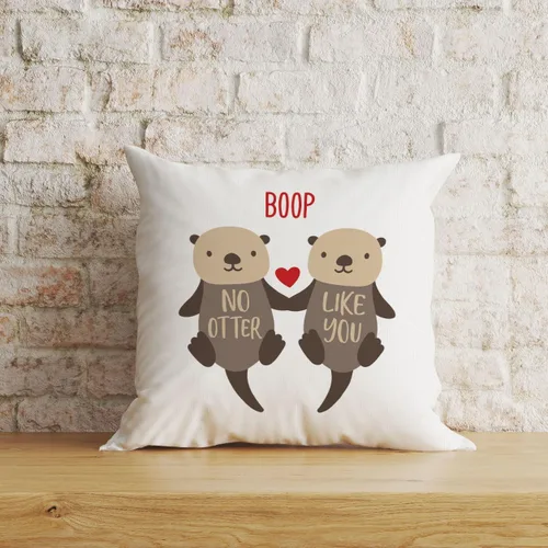 Miniatura 2 de Regalos de nutria: fundas de almohada de amor 18x18, funda de almohada de nutria para ella, regalo del día de San Valentín