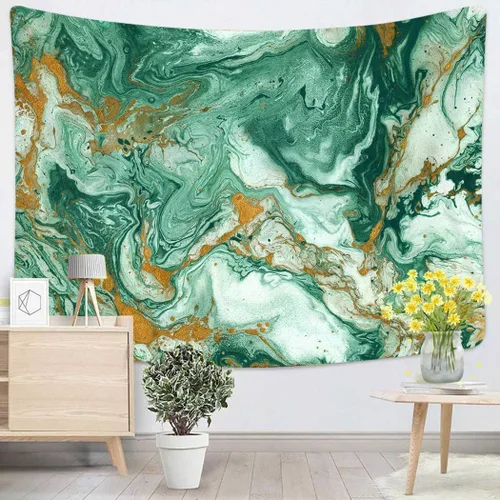 Miniatura 2 de Suklly Tapiz para colgar en la pared de poliéster abstracto dorado verde oscuro decoración del hogar sala de estar dormitorio dormitorio 60 x 80
