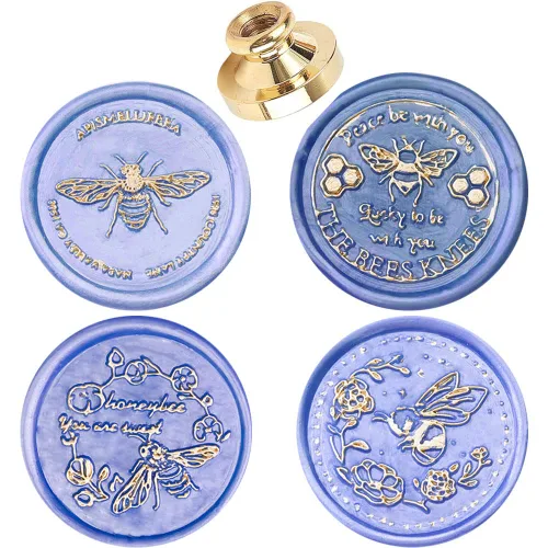 4 piezas de sello de cera de repuesto de abejas retro antiguas selladoras de cera para álbumes de recortes, cabeza para invitaciones de fiesta de