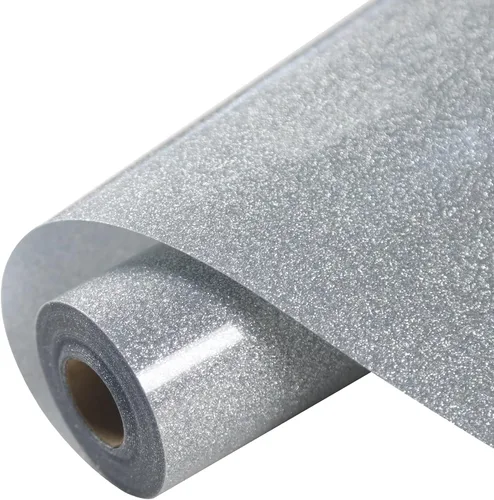 Miniatura 11 de HTVVETUR Glitter Heat Transfer Vinyl - 12" x 15ft Glitter Iron on Vinyl for Shirts, HTV Rolls for Cameo - Easy to Cut & Weed (Glitter Black-15ft)