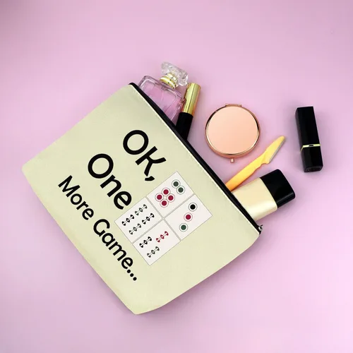 Miniatura 6 de Mxrymvu 2 bolsas de maquillaje Mahjong para niñas, regalo para amantes de Mahjong, bolsa de cosméticos, regalo de jubilación, regalo divertido