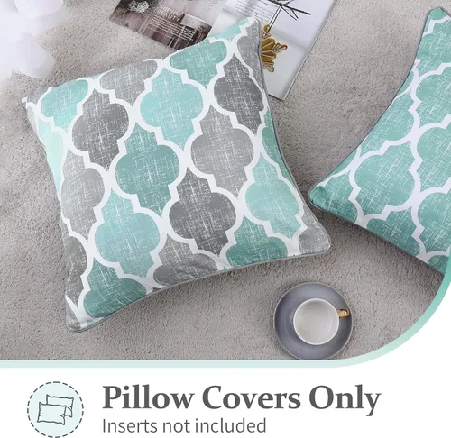 Miniatura 2 de Beauoop Paquete de 2 fundas de almohada para sofá, cama, sofá, casa rural, estampado de doble cara, patrón geométrico colorido enrejado marroquí