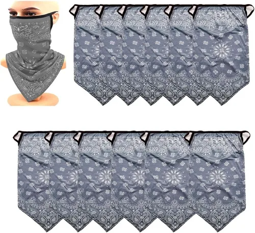 Miniatura 9 de Paquete de 12 polainas para el cuello, bufanda, máscara facial, bandanas para hombres y mujeres, máscara facial, pasamontañas, diademas