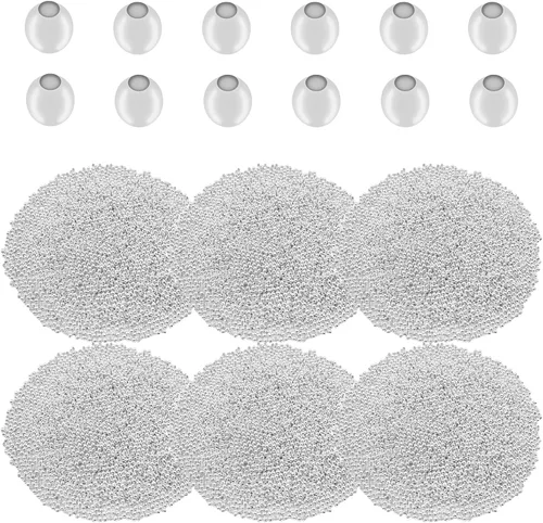 Miniatura 15 de 4800 cuentas espaciadoras de metal de 0.079 pulgadas chapadas metálicas, cuentas redondas pequeñas y suaves, espaciadores de cuentas de metal