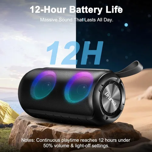 Miniatura 6 de Altavoz Bluetooth con sonido estéreo HD de 360°, nuevo altavoz inalámbrico portátil IPX7 impermeable, llamada HD, emparejamiento TWS, micrófono Negro