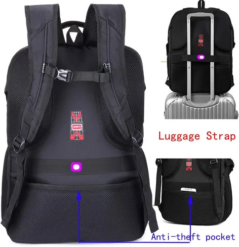 Miniatura 6 de Mochila para computadora portátil de 19 pulgadas Bolsa de computadora 50 L Mochila de viaje grande con puerto de carga USB