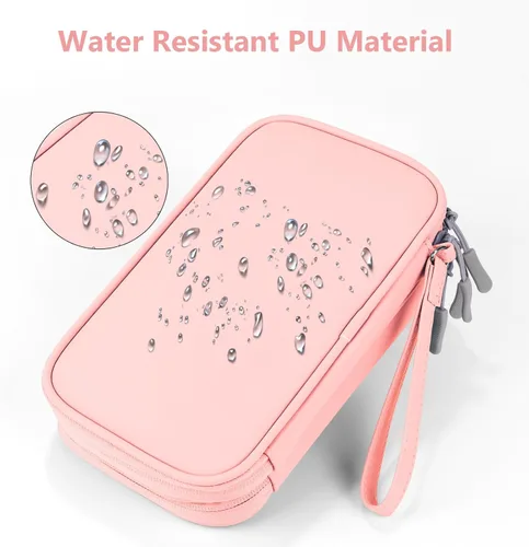 Miniatura 5 de Organizador de viaje electrónico, bolsa de accesorios tecnológicos para cables/cargador y cables (rosa, PU-M)