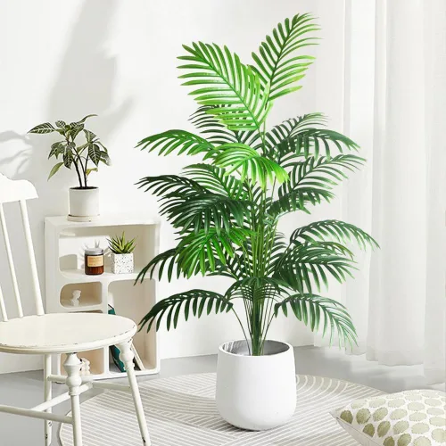 Miniatura 6 de 2 plantas artificiales grandes de 4 pies, palmeras artificiales falsas, hojas de palmera tropicales, plantas de palmera falsas, árbol alto