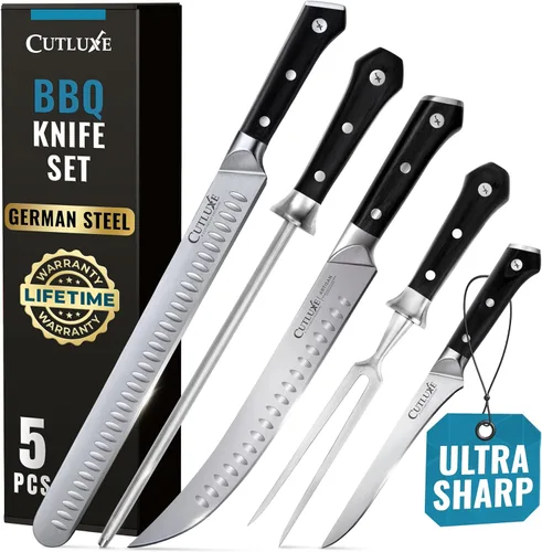 Miniatura 11 de Cutluxe Juego de cuchillos de carnicero - Pechuga de barbacoa, cuchillos para romper y deshuesar, varilla de afilar - Juego de cuchillos para cortar