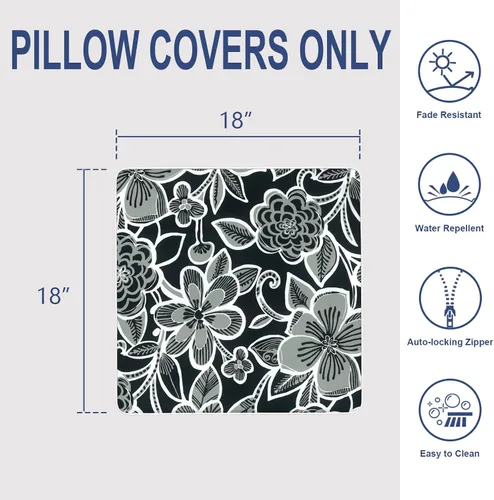 Miniatura 382 de Juego de 2 almohadas para exteriores de 16 x 16 pulgadas, repelentes al agua con interiores, para muebles de patio, hogar, jardín, geometría bohemia
