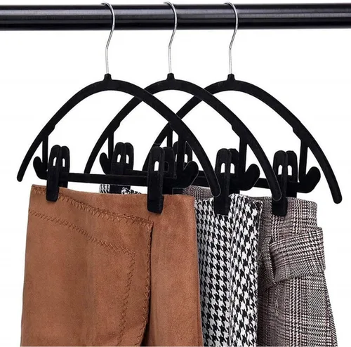 Miniatura 6 de Clips para colgar perchas de terciopelo, paquete de 20 clips de terciopelo para colgar, clips fuertes perfectos para colgar faldas y pantalones Negro