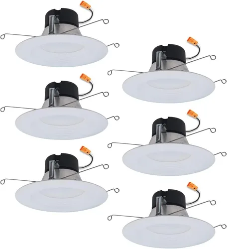 Miniatura 11 de HALO Lámpara LED empotrable de 6 pulgadas, retrofit para techo y ducha, 3000 K, borde blanco deflector (paquete de 6)