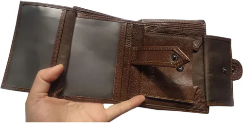 Miniatura 120 de Hombres Cool Eagle Wolf Caballo Totem Cuero Vaca Vertical Cartera Cremallera Multi-tarjeta Titular, Tótem de caballo, Minimalista