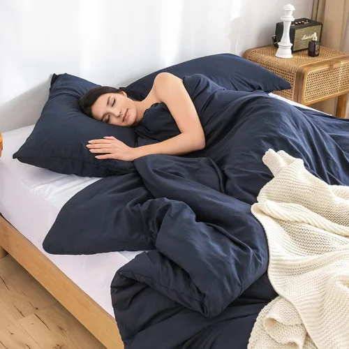 Miniatura 7 de COTTEBED Sliky - Juego de edredón suave y esponjoso para cama de tamaño individual, peso ligero para todas las estaciones, fabricado con tela Azul