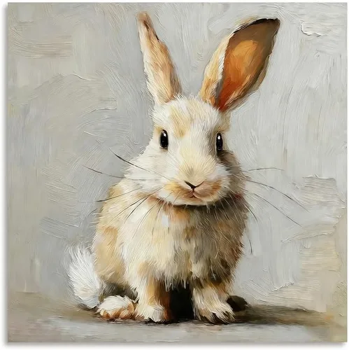 Lienzo enmarcado vintage para pared, diseño de conejo, conejo, póster para decoración del hogar y Pascua, 13.5 x 13.5 pulgadas Granero rústico