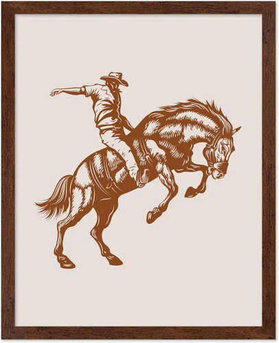 Miniatura 54 de Poster Master Póster de Rodeo marrón – Estampado retro de vaquero sobre caballo – Arte de vaquero – Arte occidental – Arte del salvaje oeste