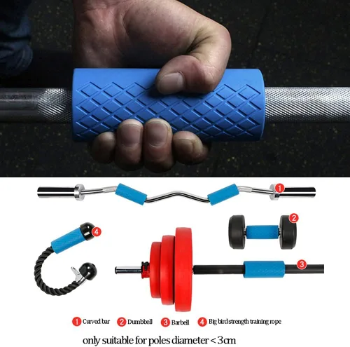 Miniatura 5 de Grip - Mancuerna gruesa para levantamiento de pesas, mango de fitness, almohadilla protectora antideslizante de silicona, 1 par Verde