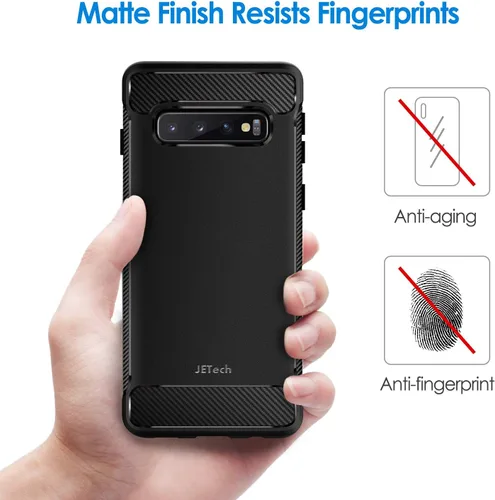 Miniatura 4 de JETech Funda delgada para Samsung Galaxy S10, funda delgada con absorción de golpes y diseño de fibra de carbono (negro)