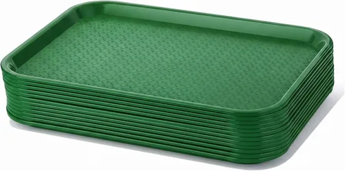 Miniatura 7 de TrueCraftware - Bandeja de comida rápida de 10 1/2 pulgadas x 13 5/8 pulgadas, juego de 12 bandejas de comida rápida para cafetería, juego de Marrón