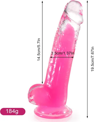 Miniatura 2 de Consolador rosa realista, consolador de 7.6 pulgadas que brilla en la oscuridad con ventosa fuerte, juguetes sexuales suaves para hombres, mujeres