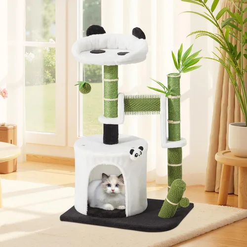 Miniatura 11 de Erinnyees Árbol de flores para gatos, torre para gatos de 38.2 pulgadas, torre de árbol de gatito de varios niveles para interiores, casa de gatitos