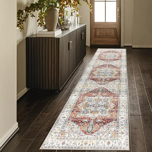 Miniatura 11 de Alfombra lavable para pasillo de 2 x 3: alfombra suave vintage para cocina, baño, lavandería, con respaldo antideslizante, alfombra de piso