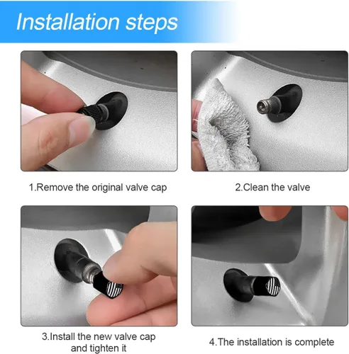 Miniatura 4 de Tapón de vástago de válvula de neumático para automóvil, paquete de 4 cubiertas universales herméticas con patrón de bandera estadounidense