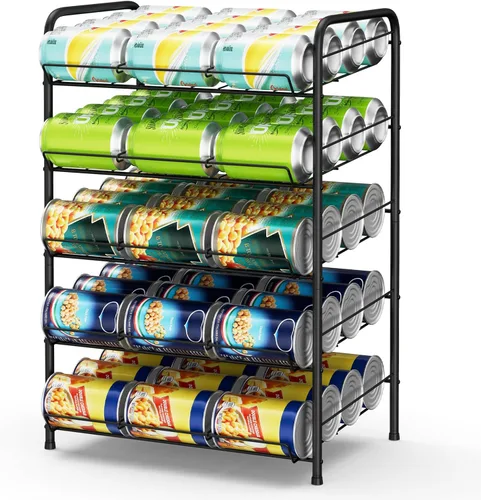 Miniatura 10 de Vrisa Organizador de latas para despensa, organizador de latas de 7 niveles, dispensador de almacenamiento de latas de metal, con capacidad
