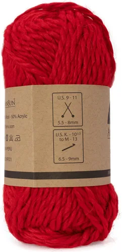Miniatura 5 de (3 madejas pequeñas y hermosas) Mezcla de hilo de alpaca Umayo [165 yardas en total] Rojo, #5 voluminoso
