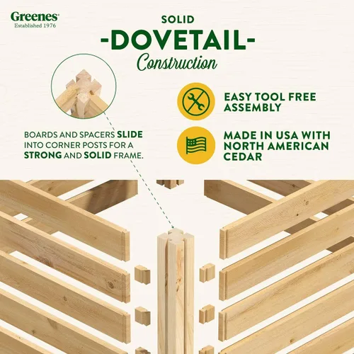 Miniatura 7 de Greenes Fence Premium Cedar Wood Composter, 31" L x 31" W x 31" H (3/4" Thick) / 128.96 gallons - Made in USA with North American Cedar