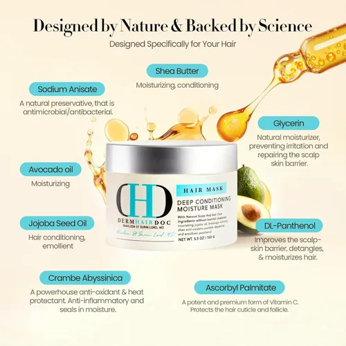Miniatura 8 de Mascarilla para el cabello acondicionador profundo desarrollada por dermatólogos, desenredante hidratante para cabello seco, rizado, encrespado